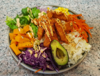 Karaage ckicken poke salad